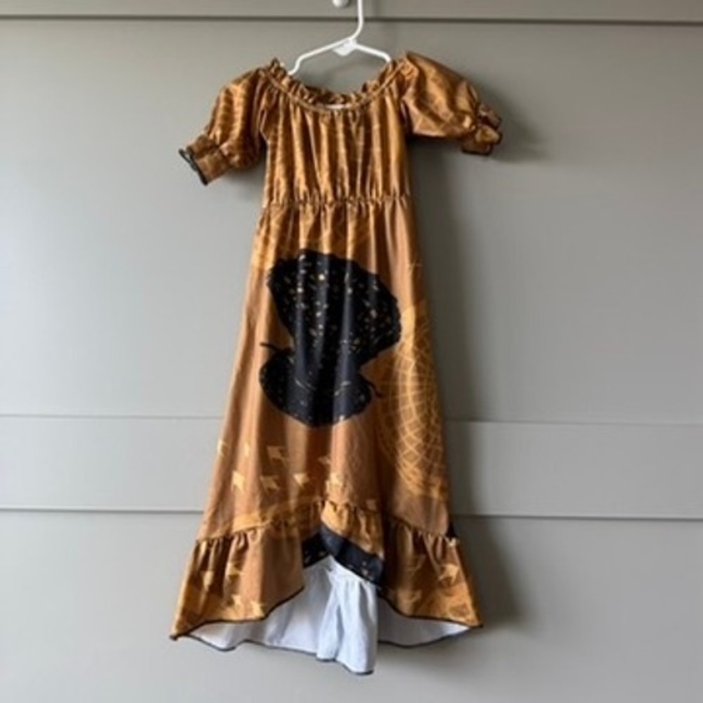 Ho'onani Love‎ Girls 4T 100 Mustard Yellow Hawaiian Print Ruffle Hem Maxi Dress